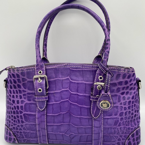 DOONEY & BURKE Leather Crocodile Style Satchel - Picture 2 of 6